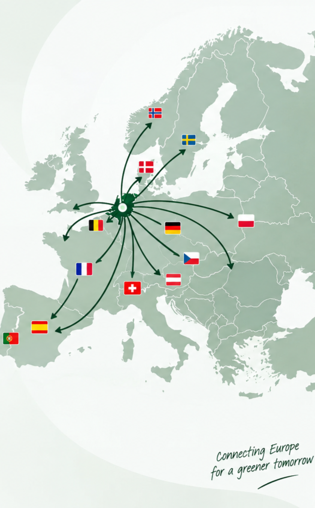 Routes vanuit Nederland naar bestemmingen in Europa